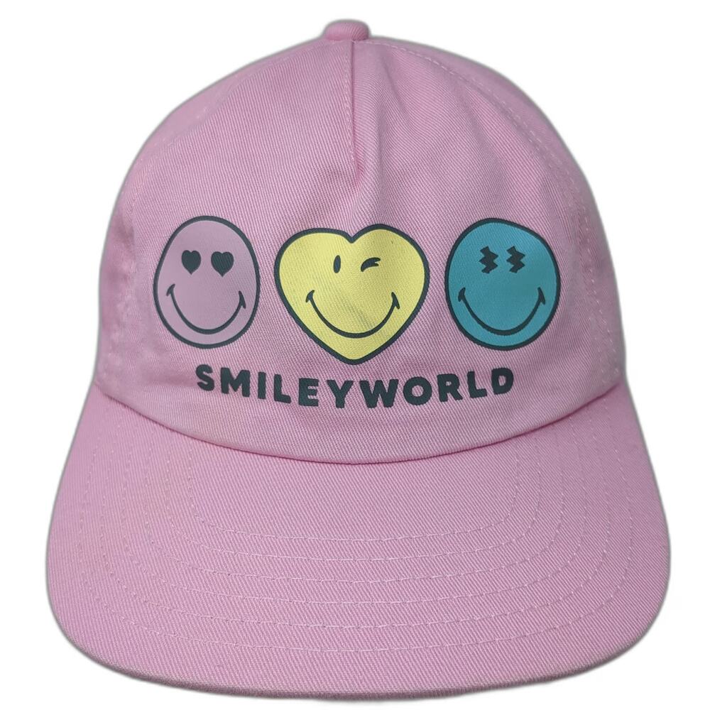 SmileyWorld 5 Panel Pink Hat One Size Heart Smiley Snapback Adjustable Cotton
